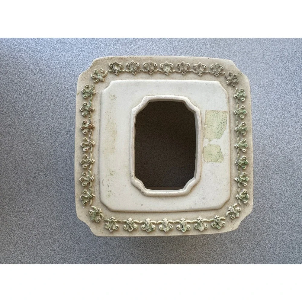 Vintage Angel Tissue Box‎ Cover Square Resin Cream Blue Gold Victorian Decor